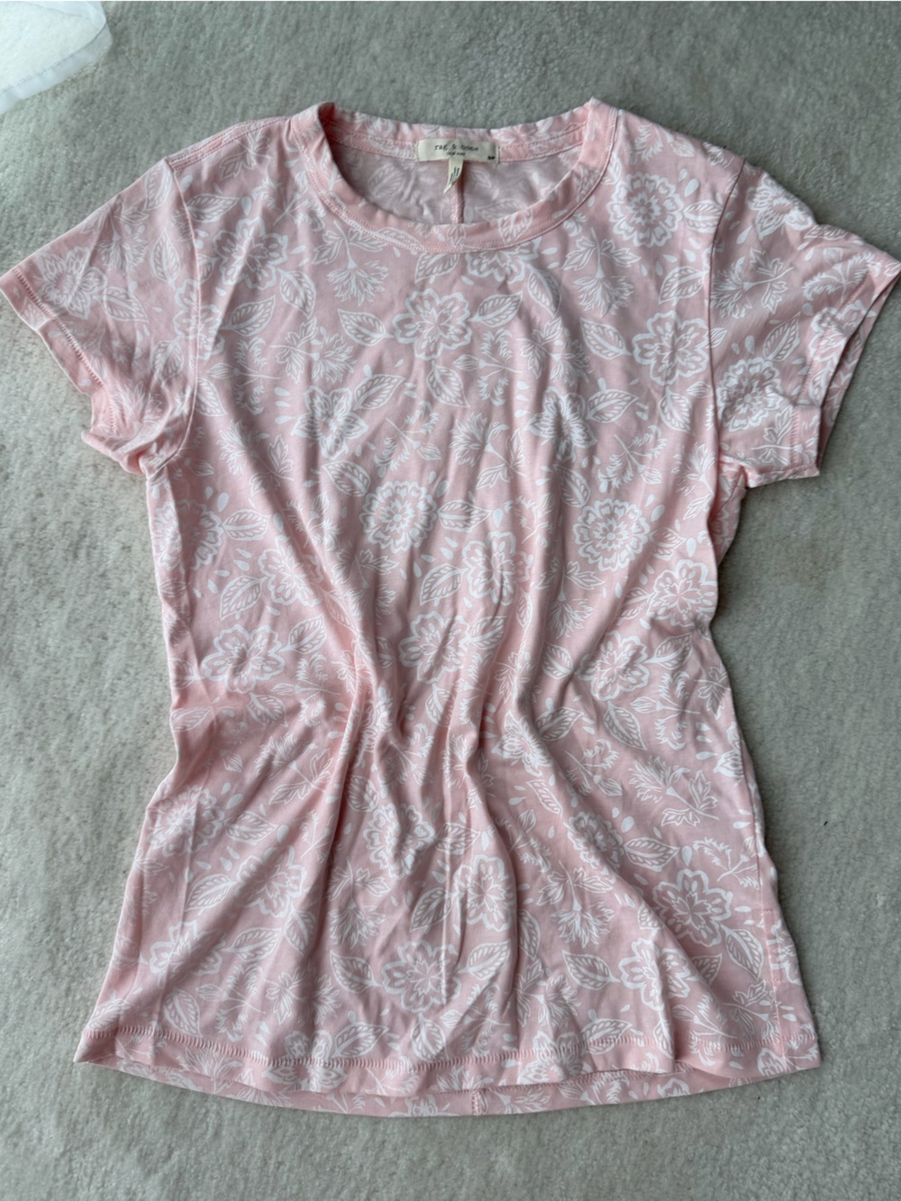 Rag & Bone Peachy Pink Floral Short Sleeve Crew Tee